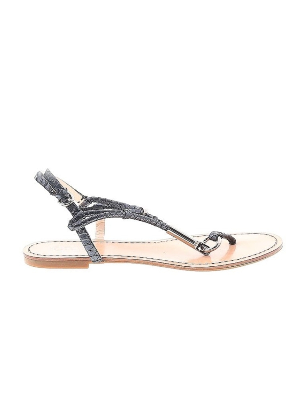Coach Black Braided Leather T-Strap Sandal - Women